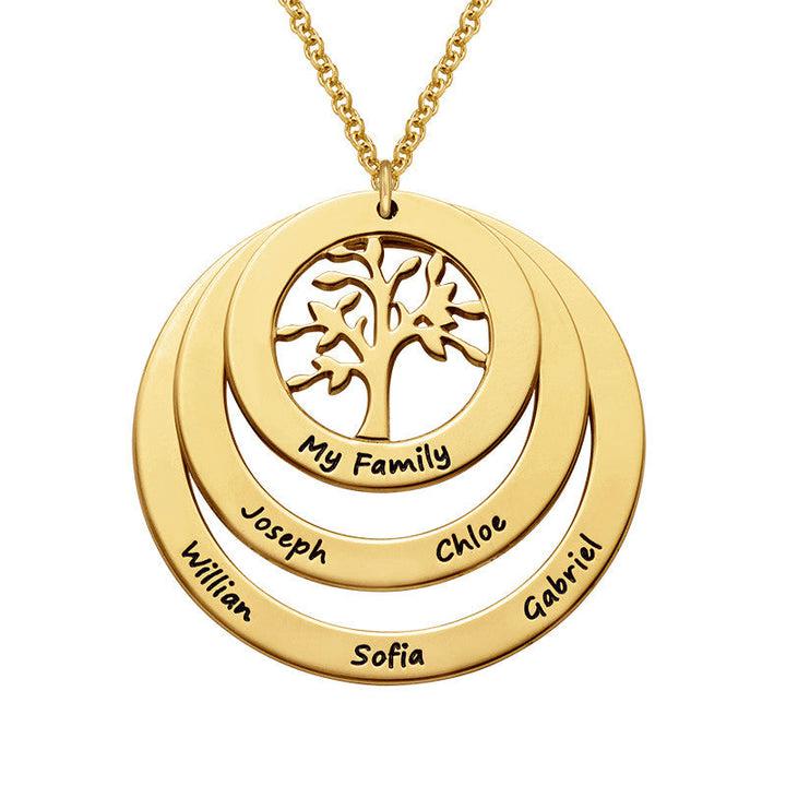 Collier cercle arbre de vie prénoms or